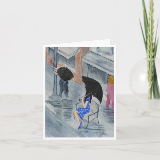 Frau im Tupfen-Kleid Karte (Vorderseite)