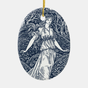 Frau im Wald Keramikornament