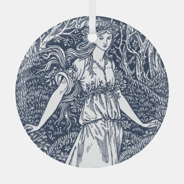 Frau im Wald Ornament Aus Glas (Vorderseite)