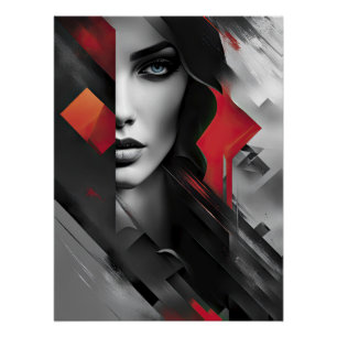Frau in abstrakten Schichten Poster