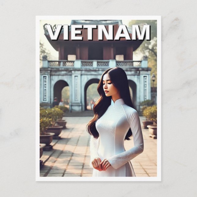 Frau in Ao Dai Vietnam Postkarte (Vorderseite)