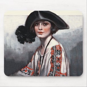 Frau in bestickter Bluse Mousepad