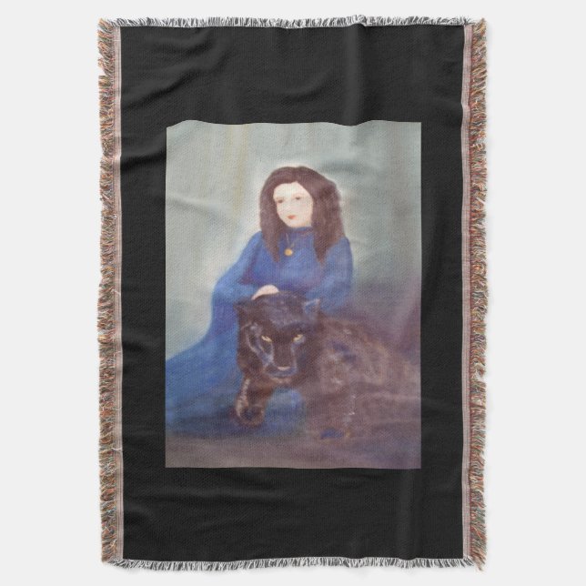 Frau in Black Panther Throw Blanket Decke (Vorderseite Vertikal)