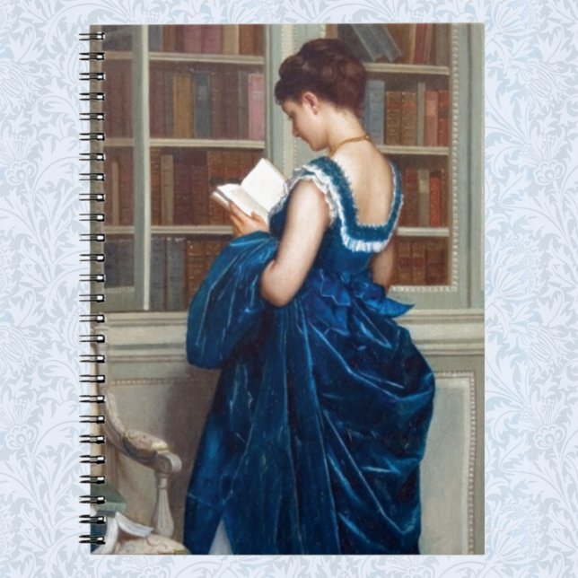 Frau in Blau, Buch lesen (Von Creator hochgeladen)