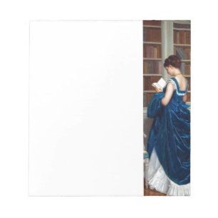Frau in Blau, Buch lesen Notizblock