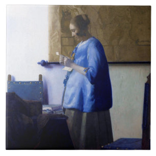 Frau in Blau, Johannes Vermeer Fliese