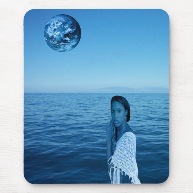 Frau in Blau Mousepad (Vorne)