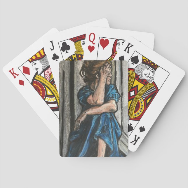 Frau in Blau, Ölkreide Spielkarten (Rückseite)