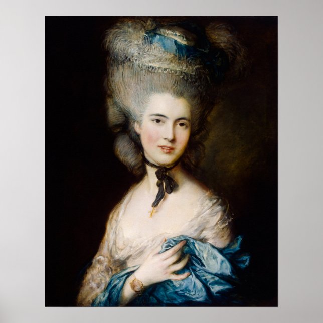 Frau in Blau von Thomas Gainsborough Poster (Vorne)