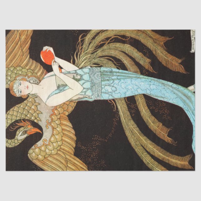 Frau in blauem Kleid Seidenpapier (Vorderseite)