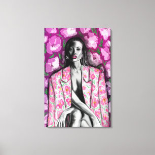 Frau in Blumenjacke Leinwanddruck