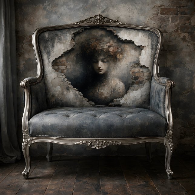 Frau in bröckelnder Wand-Decoupage enthüllt Seidenpapier (Woman Revealed in Crumbling Wall Decoupage Tissue Paper)