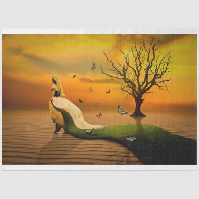 Frau in den Dünen Seidenpapier (Vorderseite)