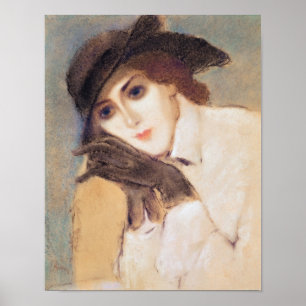 Frau in den schwarzen Handschuhen Poster