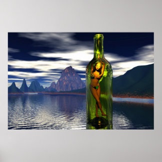 Frau in der Flasche Poster