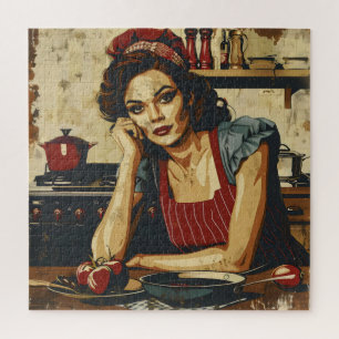 Frau in der Küche Vintage Puzzle