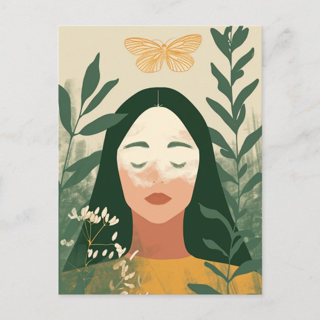 Frau in der Natur Postkarte (Vorderseite)