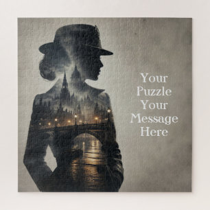 Frau in der Skyline-Landschaft Londons Puzzle