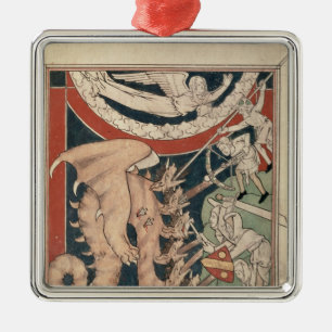 Frau in der Wolke über dem Kämpfen mit fünf Silbernes Ornament