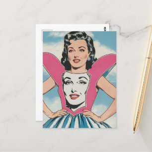 Frau in einem einzigartigen Kleid Postkarte