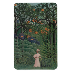 Frau in einem exotischen Wald gehend, Henri Rousse Magnet