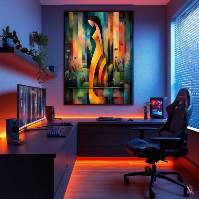 Frau in einem gelben Kleid - Minimalistische kubis Poster (Von Creator hochgeladen)