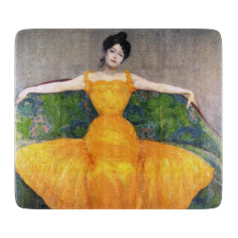 Frau in einem gelben Kleid (von Max Kurzweil) Schneidebrett