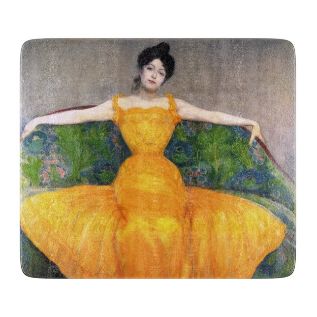 Frau in einem gelben Kleid (von Max Kurzweil) Schneidebrett (Vorderseite)