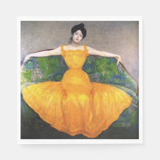 Frau in einem gelben Kleid (von Max Kurzweil) Serviette (Vorderseite)