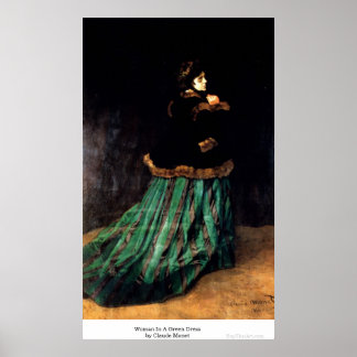 Frau in einem grünen Kleid von Claude Monet Poster