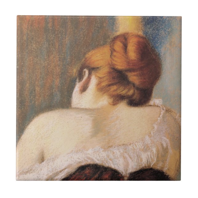 Frau in einem Korsett (von Federico Zandomeneghi) Fliese (Vorderseite)