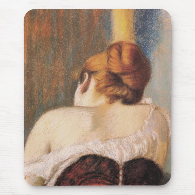 Frau in einem Korsett (von Federico Zandomeneghi) Mousepad (Vorne)
