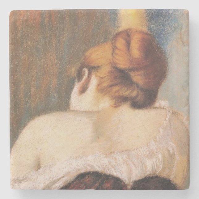 Frau in einem Korsett (von Federico Zandomeneghi) Steinuntersetzer (Vorderseite)