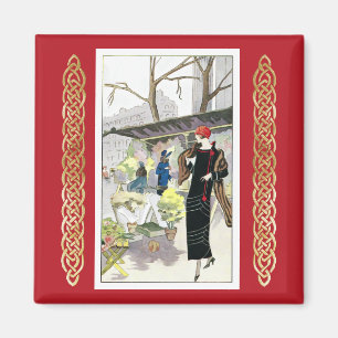 Frau in einem schwarzen Samtgeschäftskleid (1924) Magnet