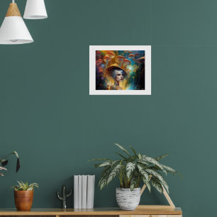 Frau in einem zauberhaften Pilzwald Poster