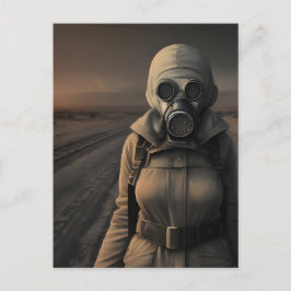 Frau in einer Gasmaske apokalyptische Kunst Postkarte