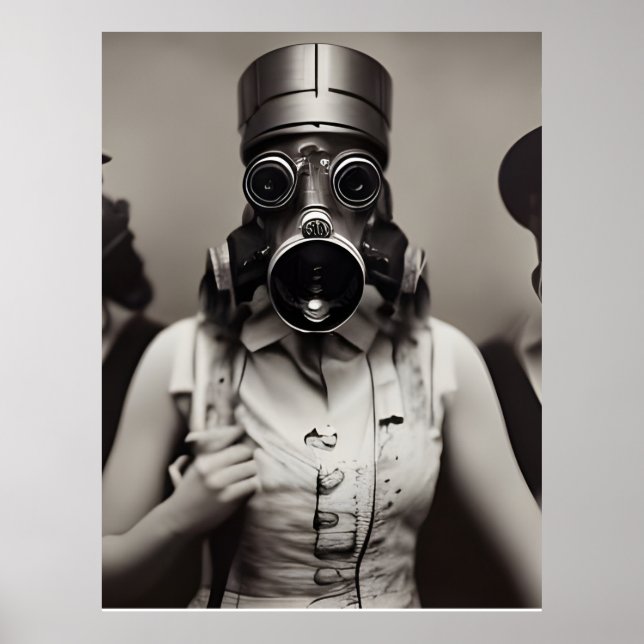 Frau in einer Gasmaske Poster (Vorne)
