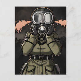 Frau in einer Gasmaske Postkarte