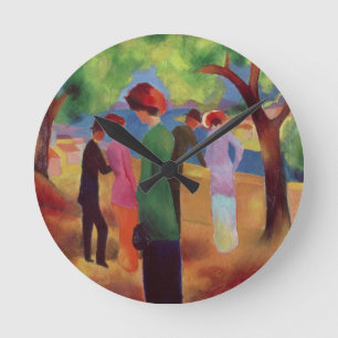 Frau in einer grünen Jacke, 1913 Runde Wanduhr