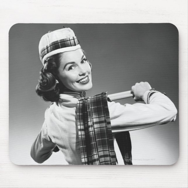 Frau in einer Kappe Mousepad (Vorne)