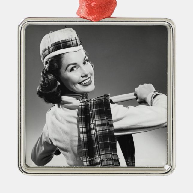 Frau in einer Kappe Ornament Aus Metall (Vorne)