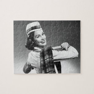 Frau in einer Kappe Puzzle