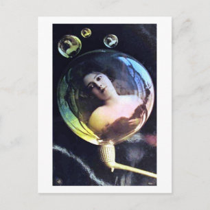 Frau in einer Pipe-Bubble-Fantasie Vintag Postkarte