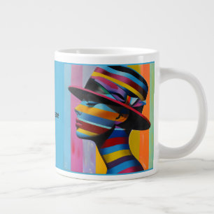 Frau in farbenfrohem 5 Hut, auffällige Silhouette Jumbo-Tasse