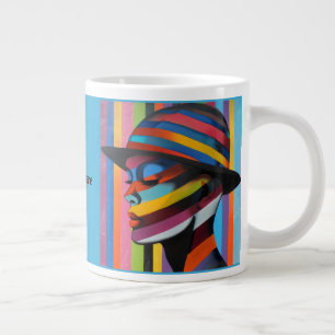 Frau in farbenfrohem Hut 3 auffällige Silhouette Jumbo-Tasse