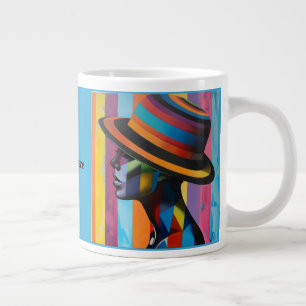 Frau in farbenfrohem Hut 4 auffällige Silhouette Jumbo-Tasse