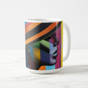 Frau in farbenfrohem Hut 4 Strikante Silhouette Kaffeetasse