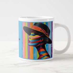 Frau in farbenfrohem Hut 7 auffallende Silhouette Jumbo-Tasse
