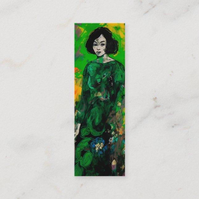 Frau in farbenprächtigem Feld Mini Visitenkarte (Vorderseite)