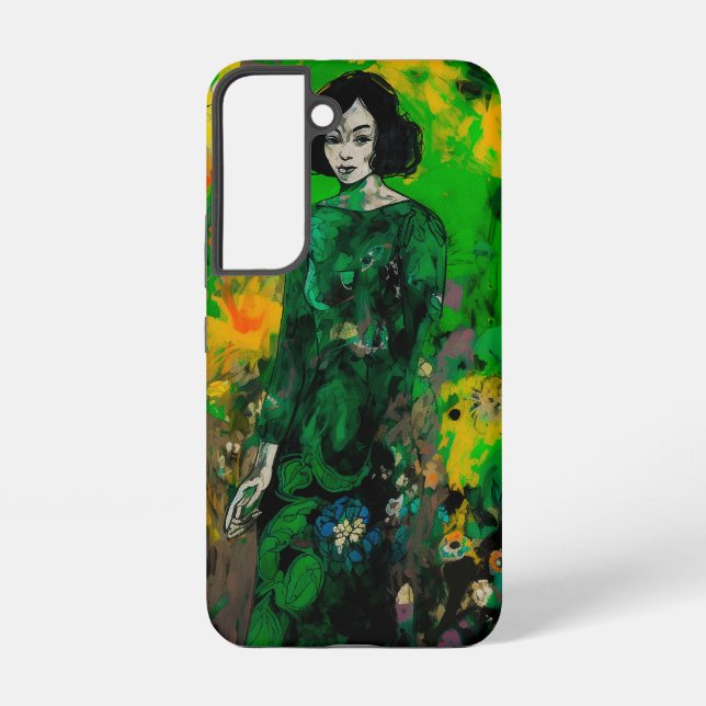 Frau in farbenprächtigem Feld Samsung Galaxy Hülle (Rückseite)